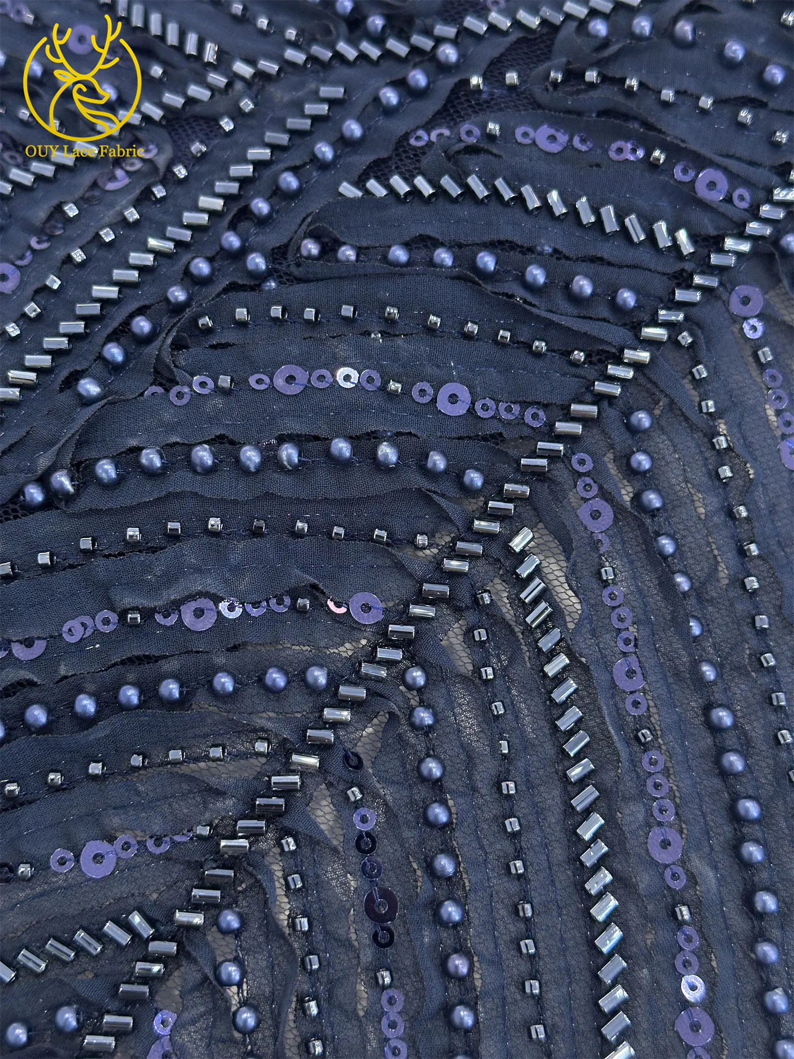 3D Mode Nigerianischer Mesh-Tüll-Spitzenstoff 2026 Französischer Handgefertigter Perlen-Pailletten-Spitzenstoff für Damen Party Hochzeitskleid Nähen – Detail 31