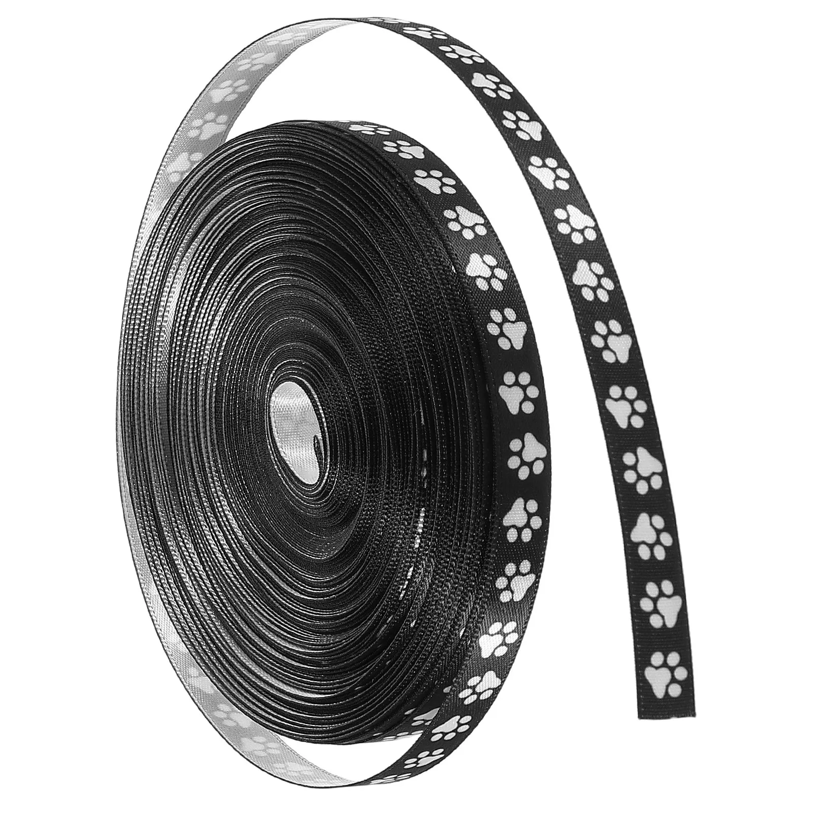 

1 Roll White Paw Print Ribbon Cute Dog Pattern Grosgrain Polyester Craft Ribbon for Gift Wrapping Bouquet DIY Decoration