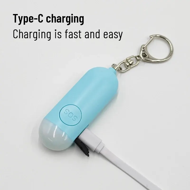 Rechargeable Personal Alarm for Women 130DB Emergency Self-Defense Security Alarm Keychain With LED Light For Kids and Elders