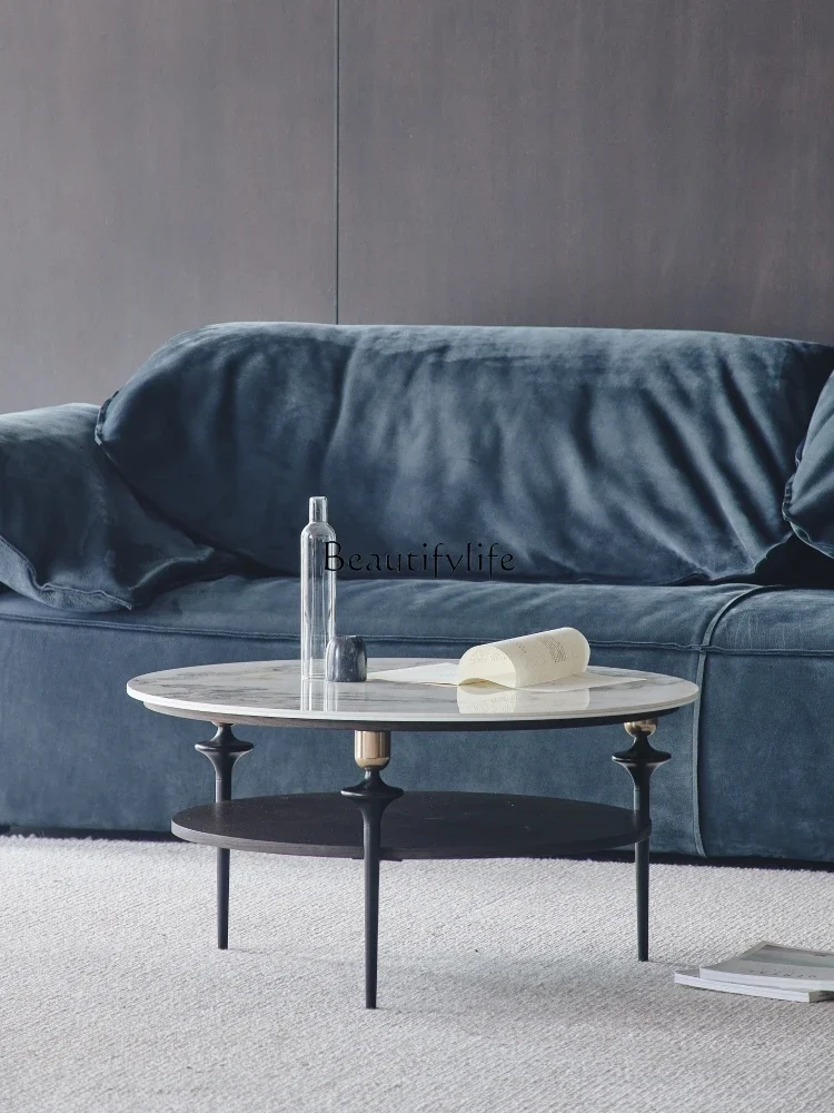 

LDLight Luxury Modern Living Room Art Tea Table round Small Apartment Refined and Simple