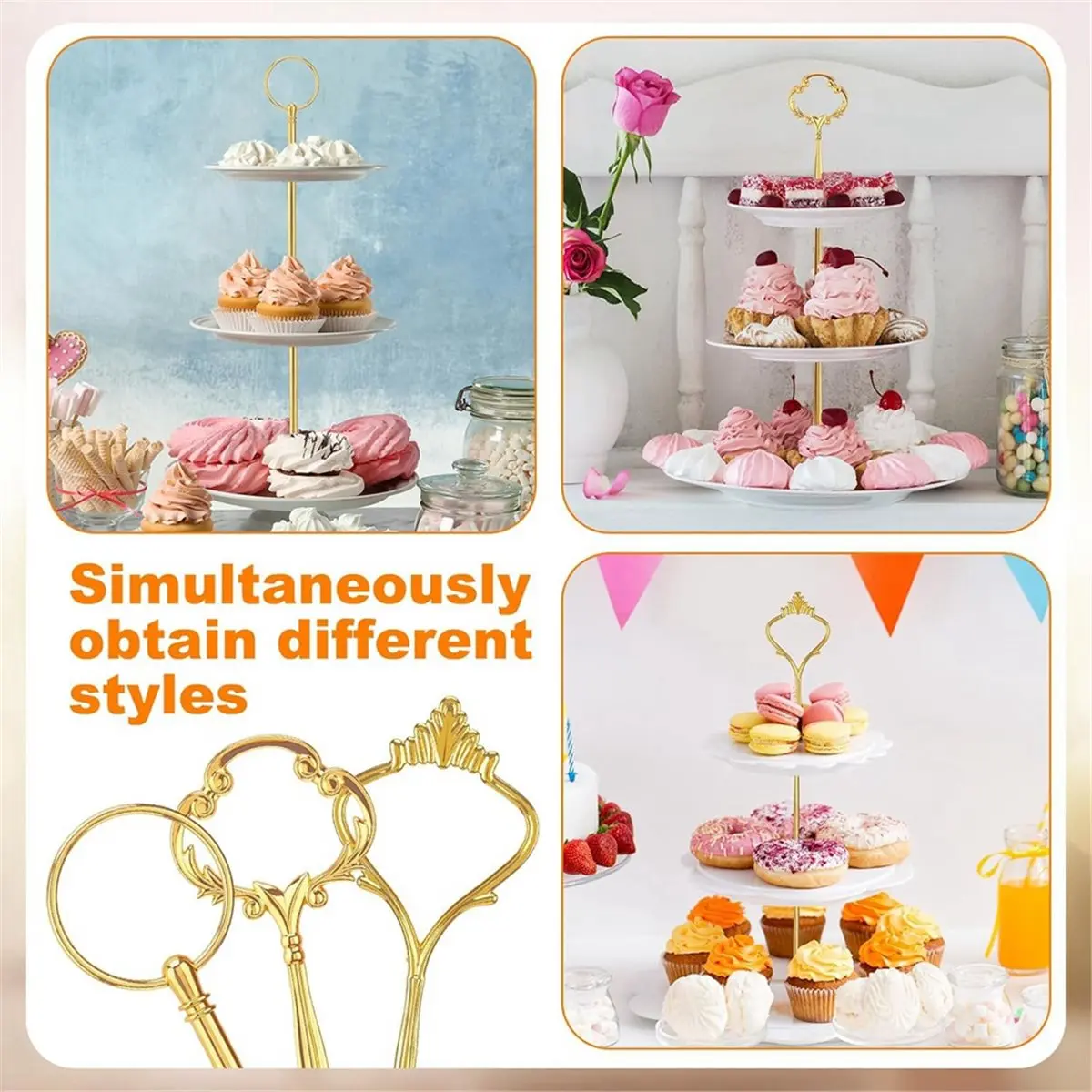 3 Tiered Tray Hardware Kit,Cake Stand Hardware,Stacking Cupcake Stand Fittings,Fruit Cake Plate Handle Fitting Rod