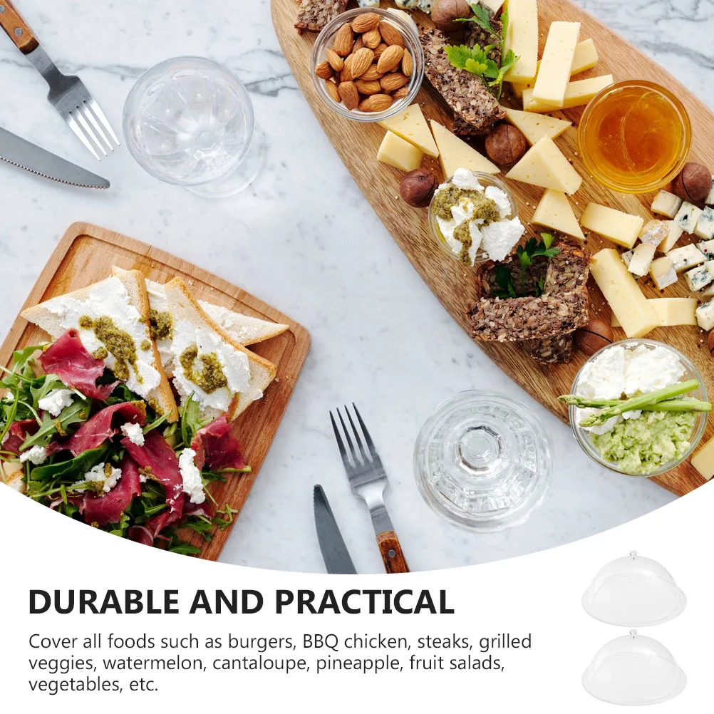 

2Pcs Acrylic Food Covers Transparent Round Food Protector for Home Restaurant Party Outdoor Use -Proof Meal Cover