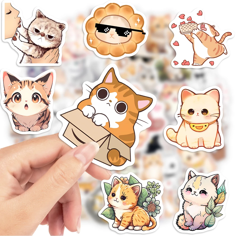 Kawaii Cat Stickers Kitten Cartoon Funny Kids Anime Cute Pet Animal DIY Sketch Gift Phone Laptop Scrapbooking Waterproof Sticker