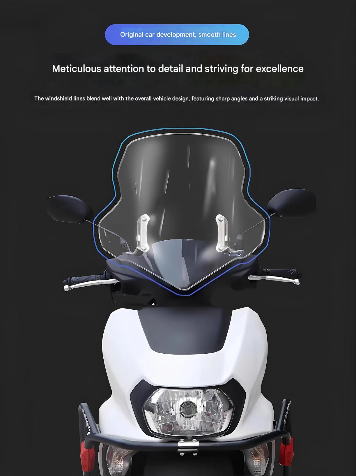 FOR YAMAHA FUTURE 125 Windshield Aerodynamic Flow Guiding Design Reduces Wind Noise High & Low Speeds Motorcycle Accessory