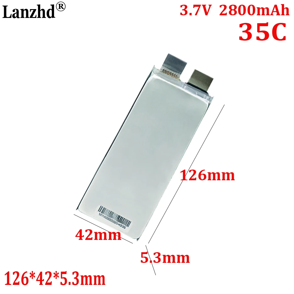 High rate 35C lithium battery 3.7V 2800mAh For Automobile emergency starting power supply battery 5342126 126*42*5.3mm