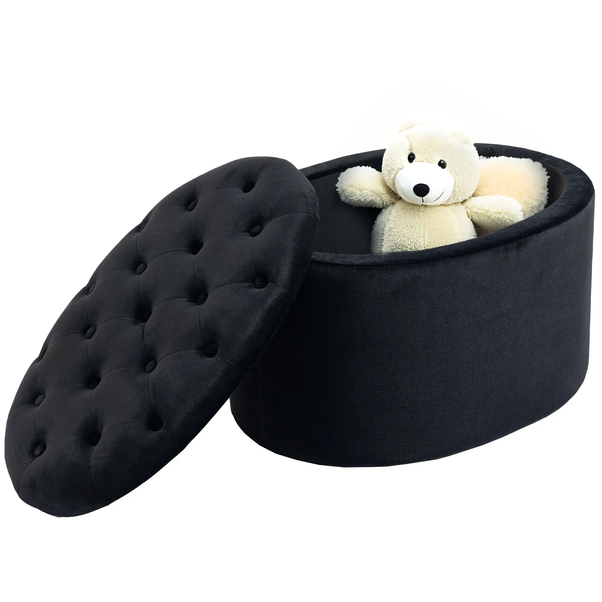 Panca contenitore HOMCOM, sgabello ovale, panca portaoggetti, poggiapiedi effetto velluto, per camera da letto