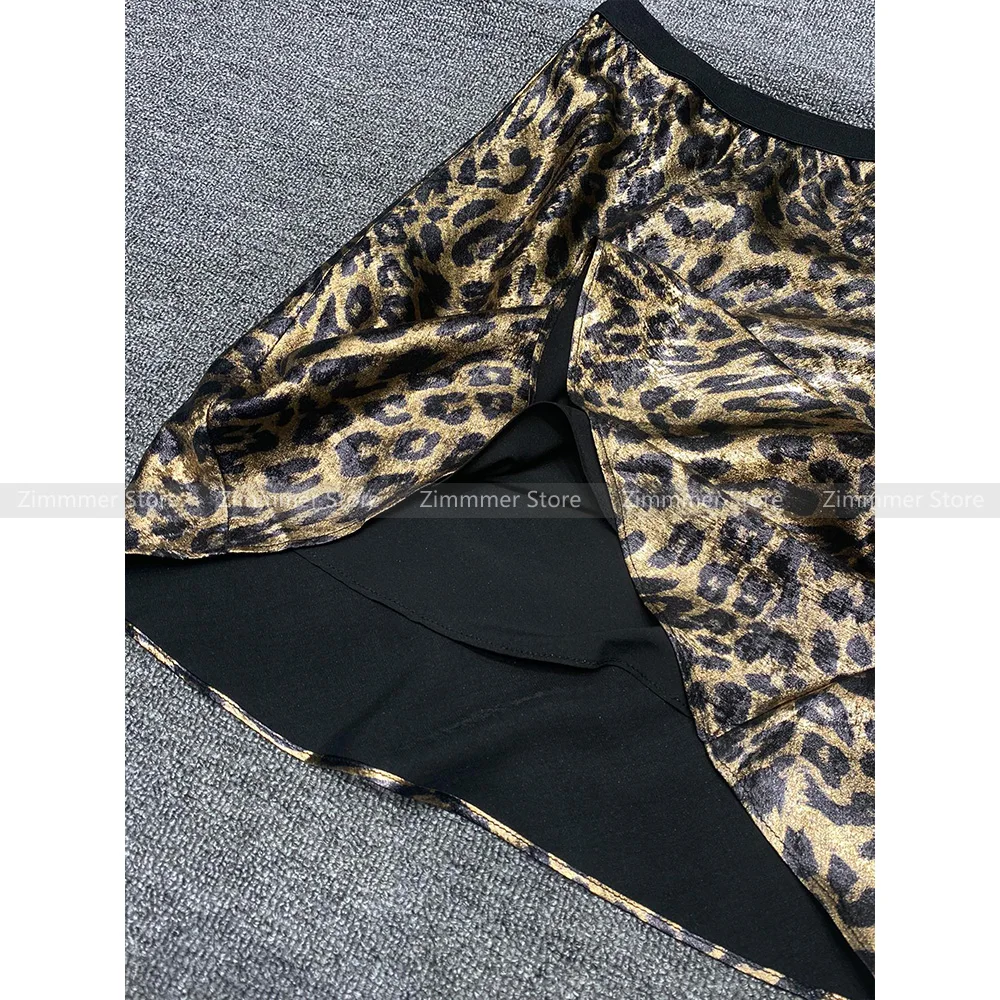 Dames Modieuze niche zoete coole pittige meisjesstijl hoge taille luipaardprint A-lijn pakket hippe dunne half-body rok