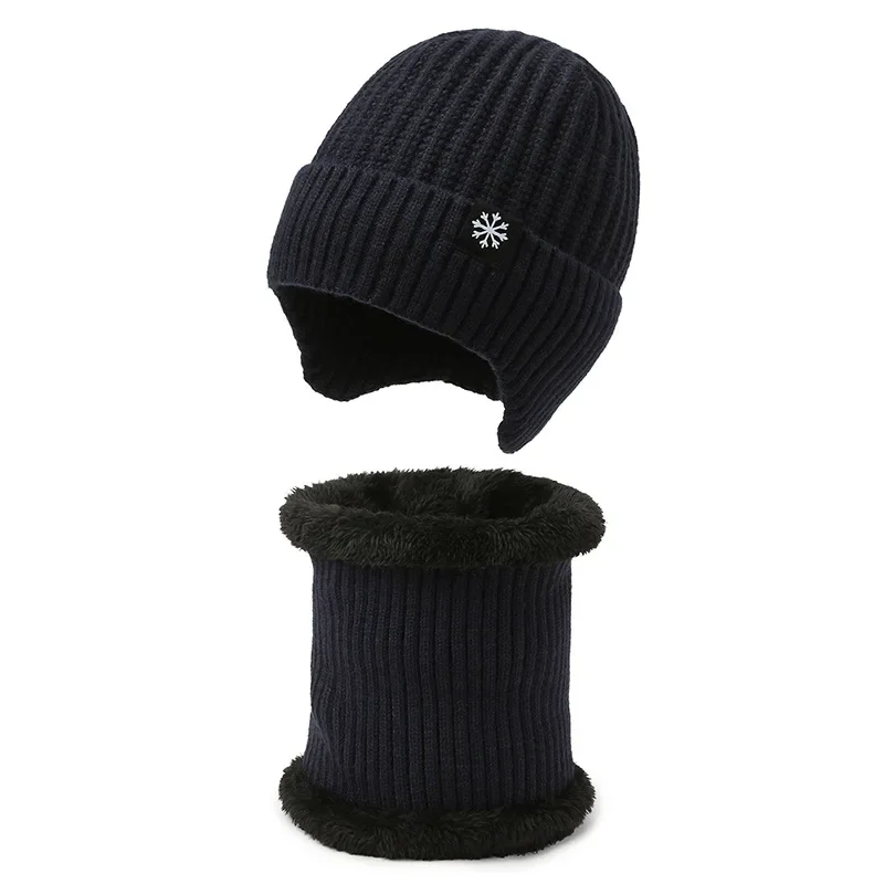 AliExpress Outdoor Men Winter Knitted Hat Plush Warmth Peaked Cap Earmuff Casual Fashion Faux Fur Lined Bomber Hats Cycling Ear Protection