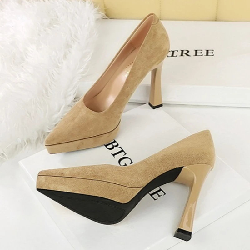 BIGTREE Extreme Spring Pointed Toe Platform Pumps Fashion Woman Thin Heels Elegant Wedding Ladies Shoes Zapatillas De Mujer