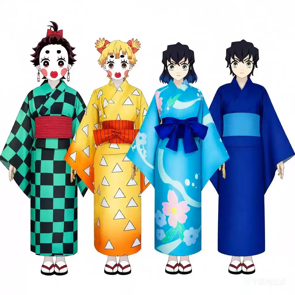 Agatsuma Zenitsu Kimono Anime Kamado Tanjirou Hashibira Inosuke Kleid Cosplay Kostüm