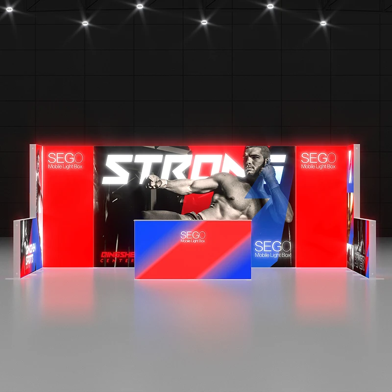 Quick Assembly 3x6m Modular Lightbox Display Wall Easy Setup 10x20ft Indoor Exhibition Booth with Interlocking Panels Carry Bags