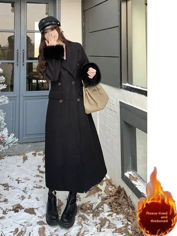

Пальто Hebe Style: теплое, свободное, женское, зимнее, новое, средней длины, с комбинированными вставками, утепленное, в корейском стиле, для повседневной носки