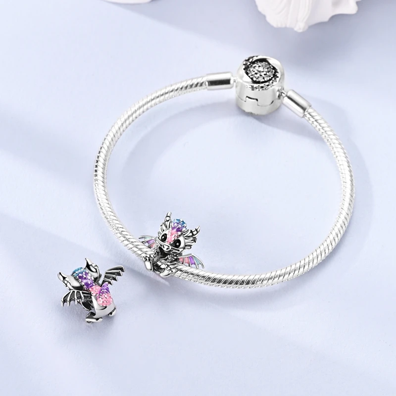 Otter Holding Perlenanhänger aus 925 Sterling Silber mit CZ Zirkon, passend für Original-Armbänder, DIY-Schmuckgeschenk – Detail 8
