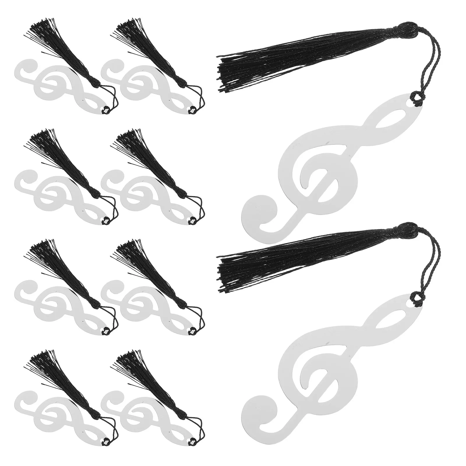 

10 шт. металлических закладок в виде музыкальных нот из нержавеющей стали с черными кисточками, подарки на выпускной, маркеры страниц для читателей и студентов