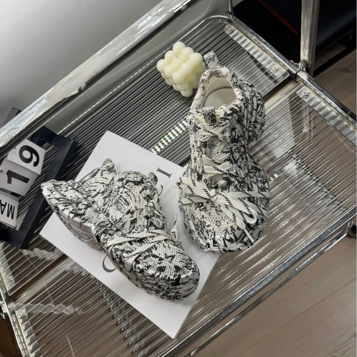 

2025 new handmade mesh inkjet strap thick-soled rhinestone shoes