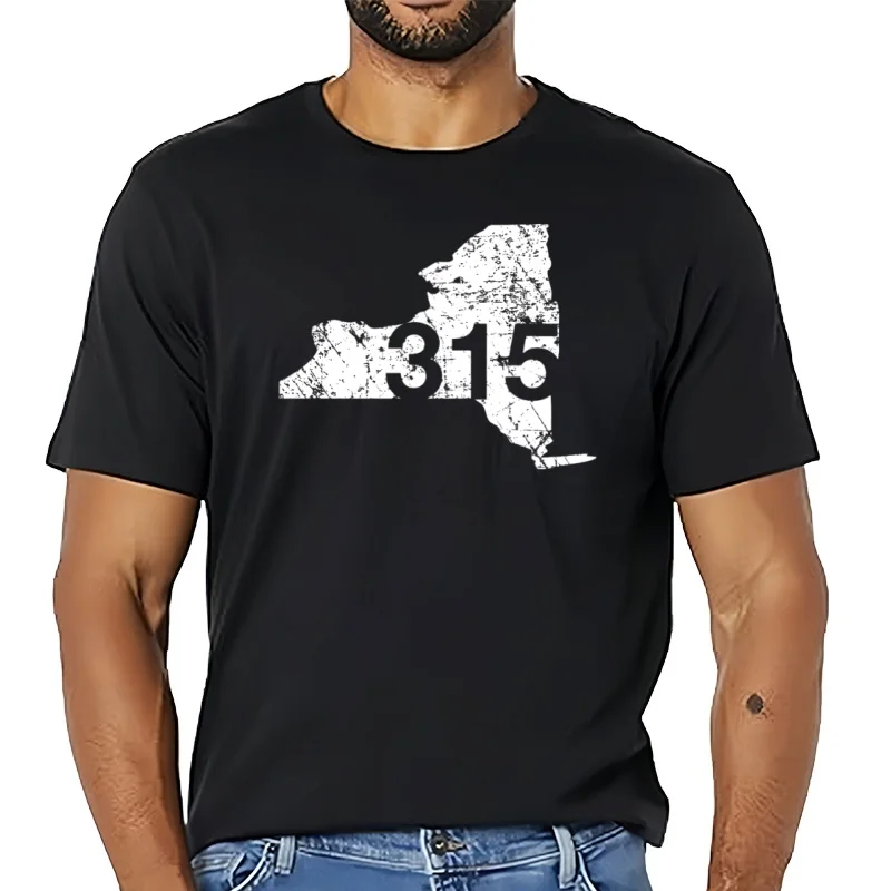 Syracuse-Camiseta en coton pour hommes, joli cadeau souvenir de Nova York, código regional 315