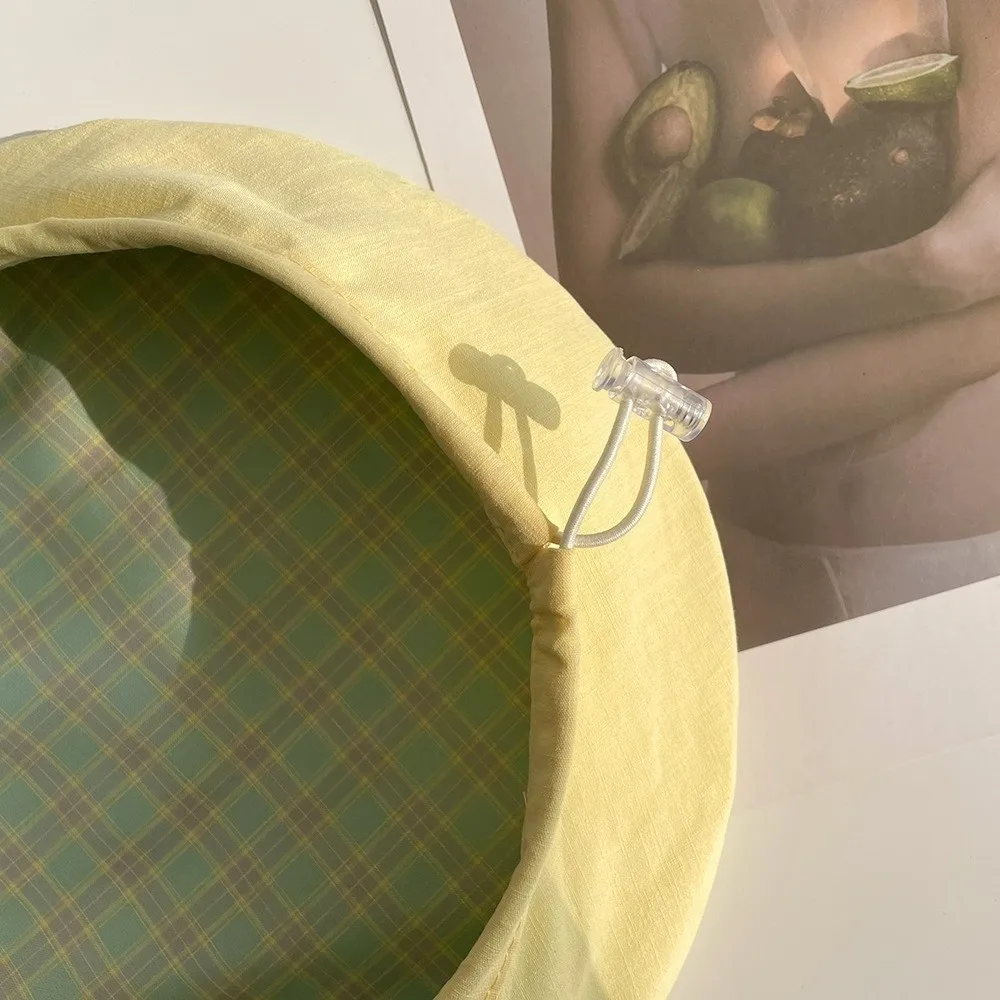 Topi Beret Jepang Dua Sisi Motif Kotak-kotak Manis, Topi Beanie Wanita, Topi Pelukis, Topi Segi Delapan Warna Solid untuk Anak Perempuan