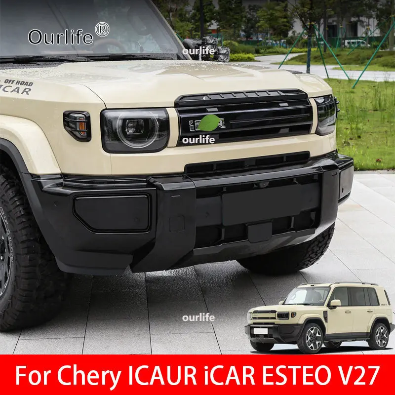 For Chery ICAUR iCAR ESTEO V27 2026 2027 ABS Blacked-out Grille Trim Front Bumper Anti-scuff Protector Plate Auto Accessories