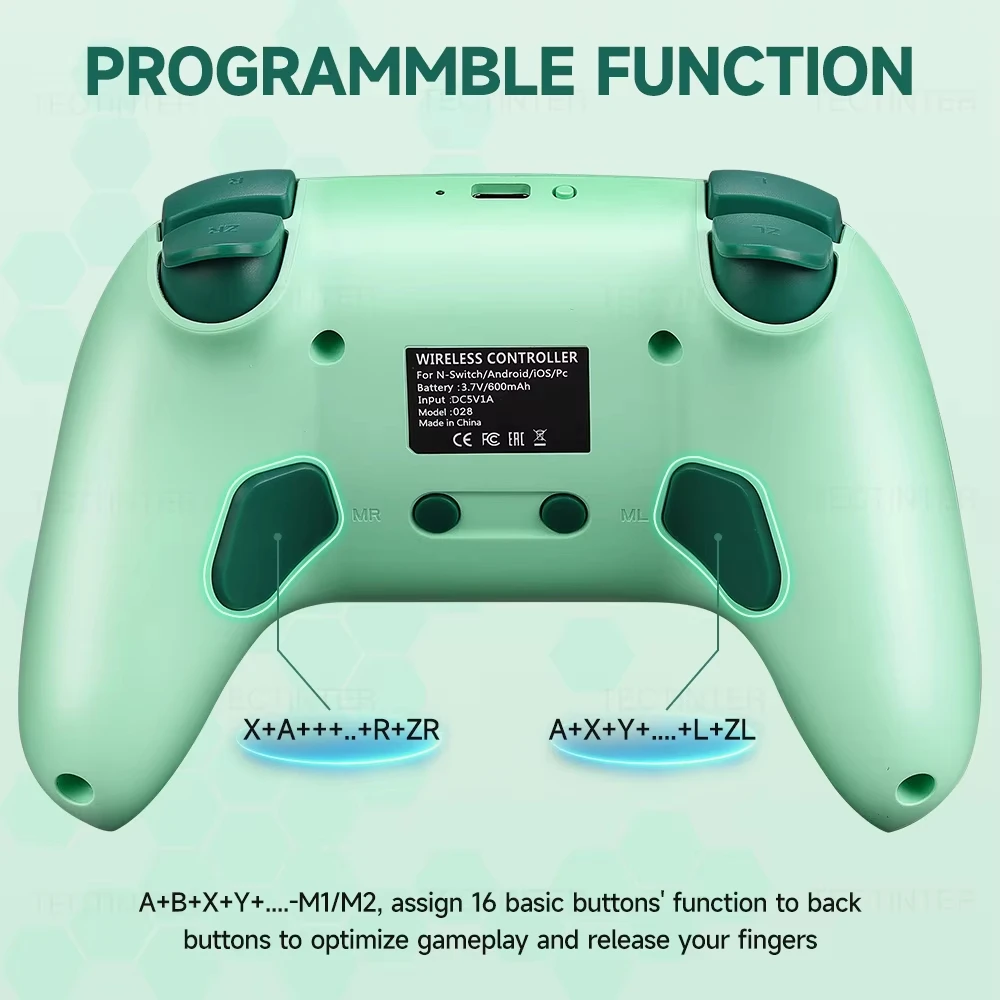 RGB Wireless Bluetooth Controller Turbo Funktion Gamepad für Nintendo Switch OLED Lite PC Android – verbessertes Spielerlebnis