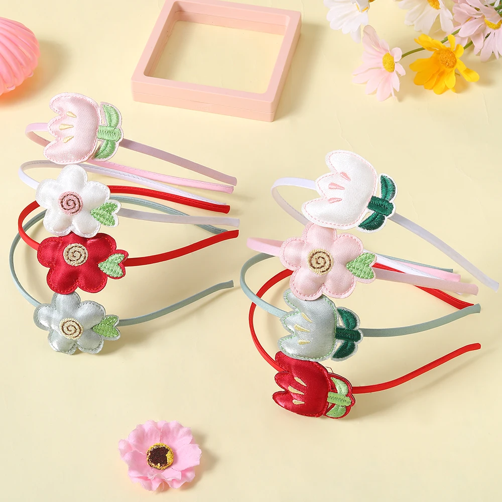 Diadema de flores de tulipán para niña, diadema dulce y Linda, accesorios para el cabello prensados simples y versátiles