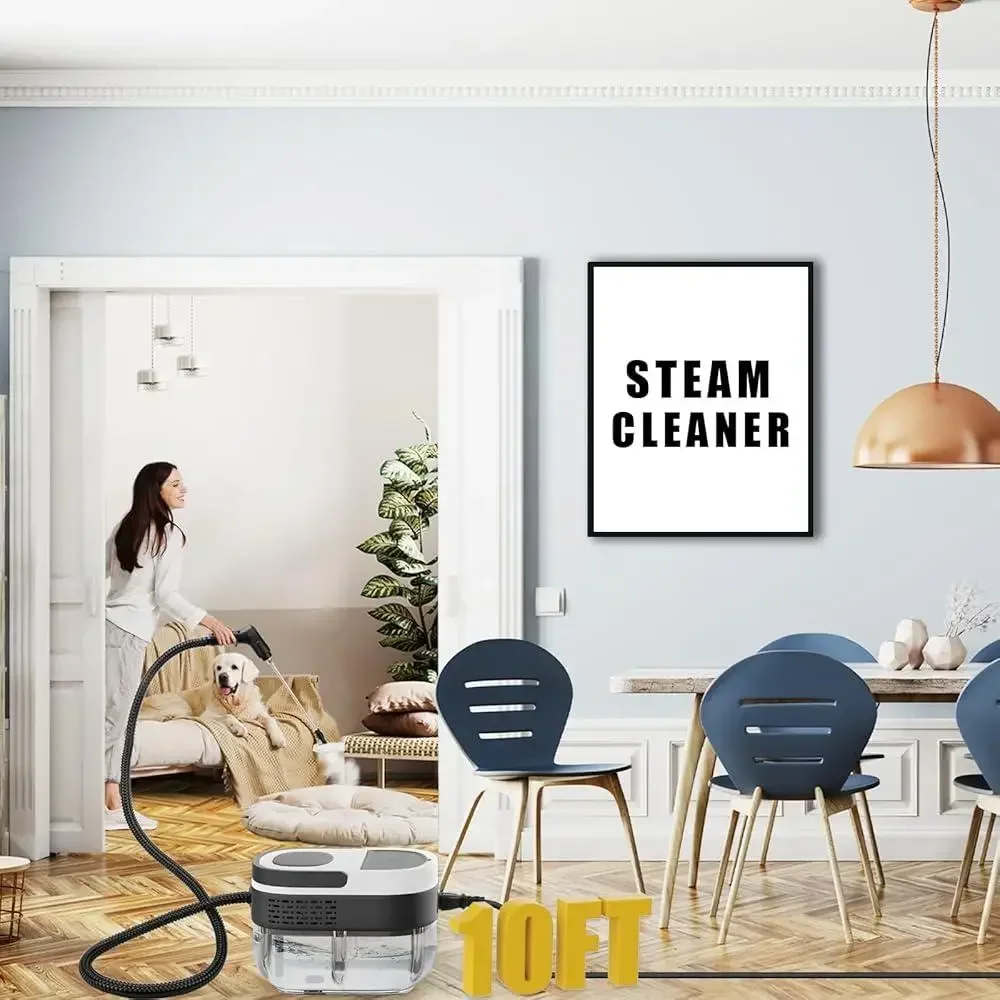 Portable Steam Cleaner 15s Heat-Up 3-Level Adjustable Handle High Pressure 1500W with 10 Accessories Deep Cleaning Home Car