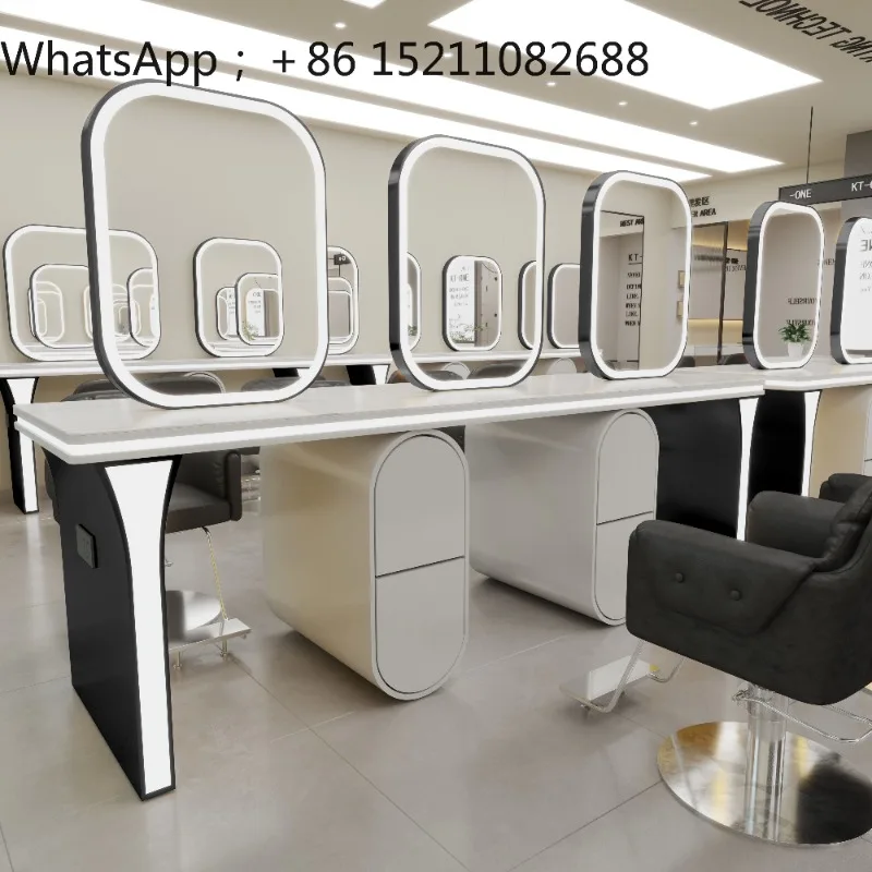 LLY hair salon special hair salon mirror perm and dyeing mirror with lamp hanging on the wall dyeing and ironing beauty mirror
