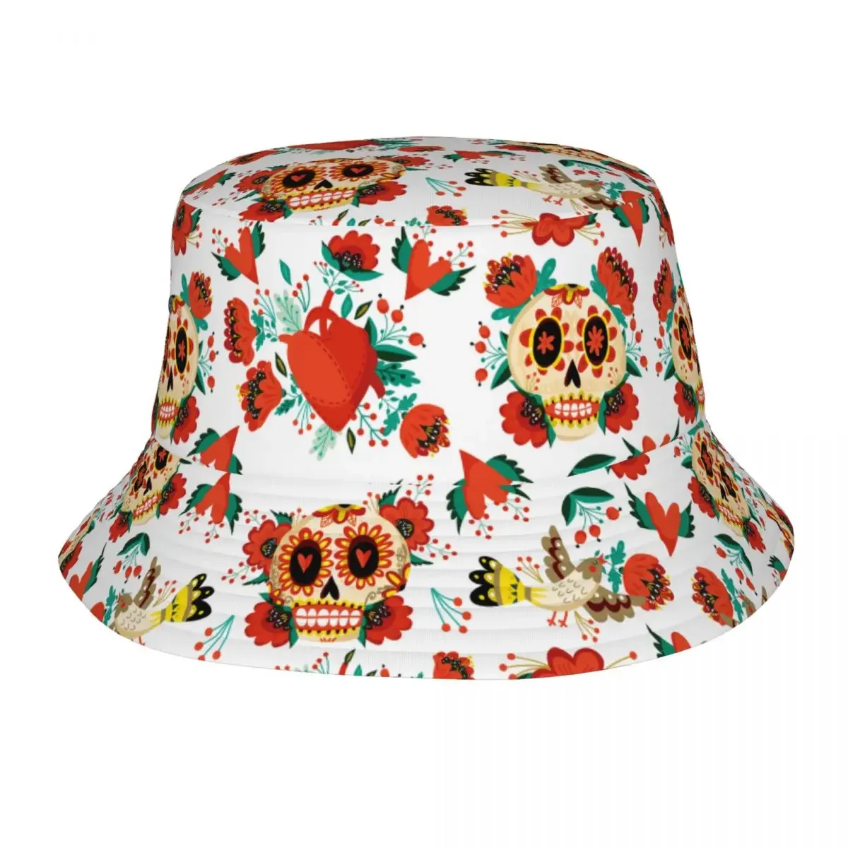 

Sugar Skull Halloween Mexican Bucket Hat for Beach Adorable Folk Style Sun Hat Stylish UV Protection for Fishing Hats Boonie Hat