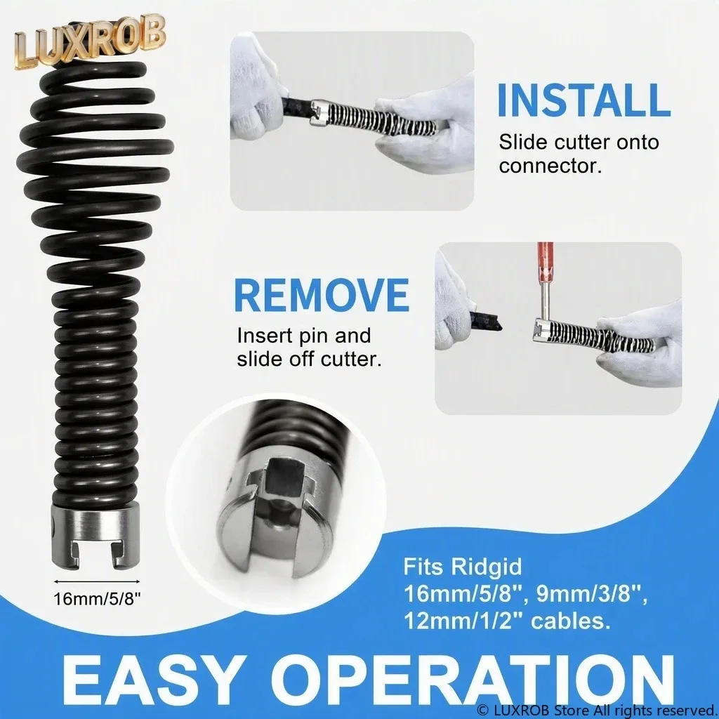10Pcs Drain Cable Cutter & Auger Set Spring Sewer Dredging Tool for K-400 C-4/6/7/8/9 Model Cable Drain Snake Drill Attachment