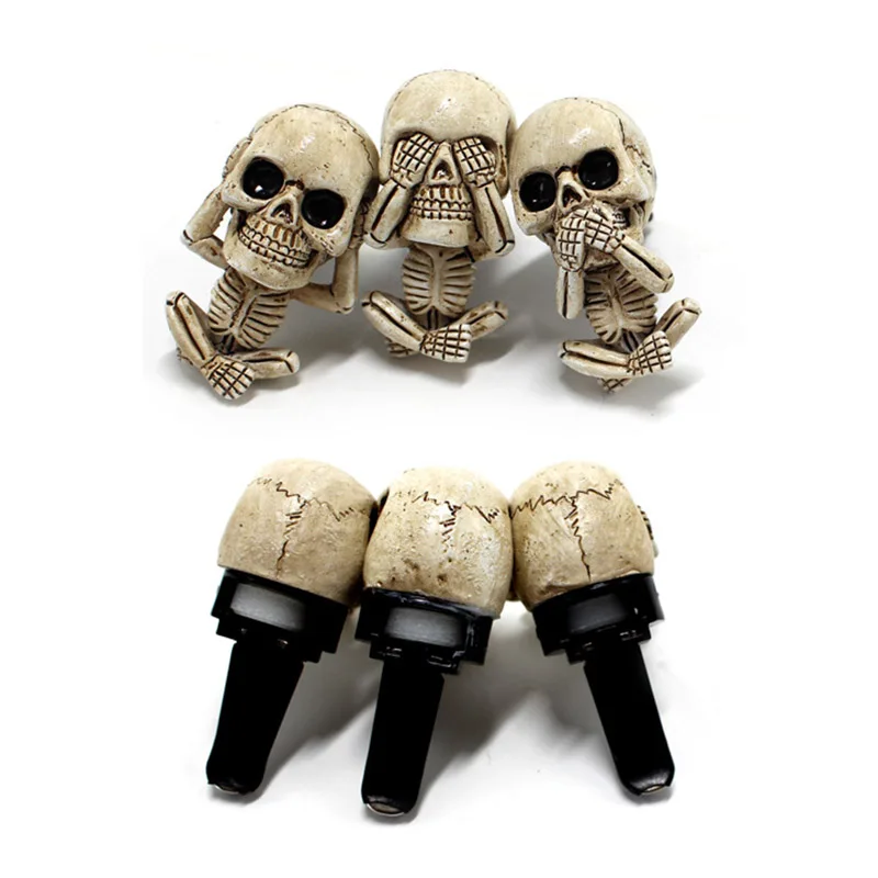 3pcs Bone Skull Ghost Car Air Freshener Vent Clip Human Body Skeleton Aromatherapy Resin Car Perfume Diffuser Car Smell Diffuser