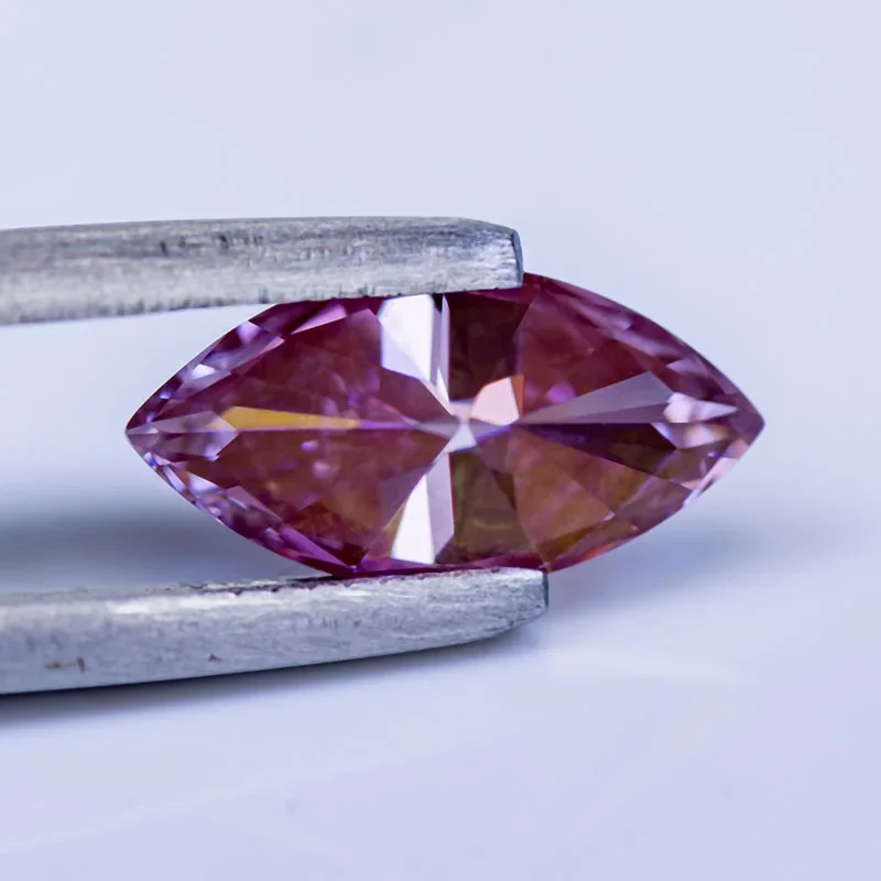 Moissanite batu permata Marquise Cut Sakura Warna merah muda Lab tumbuh berlian pesona wanita membuat perhiasan dengan sertifikat GRA