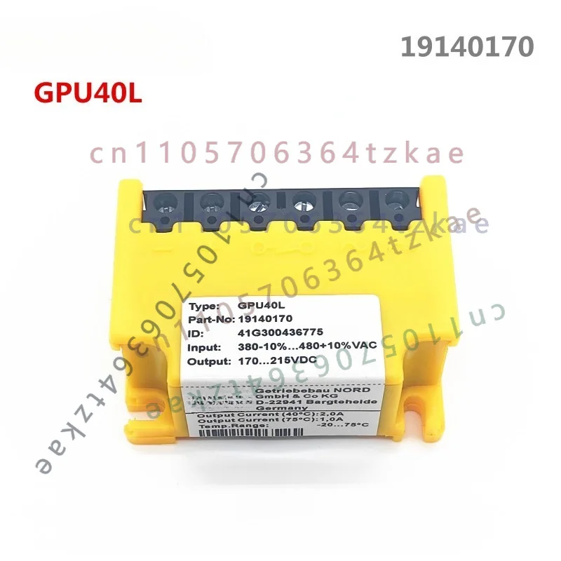 1pcs for NORD GPU40L (19140170) Brake Rectifier Block Input 380-10%~480VAC Output 170-215VDC Motor Brake Rectifier Device