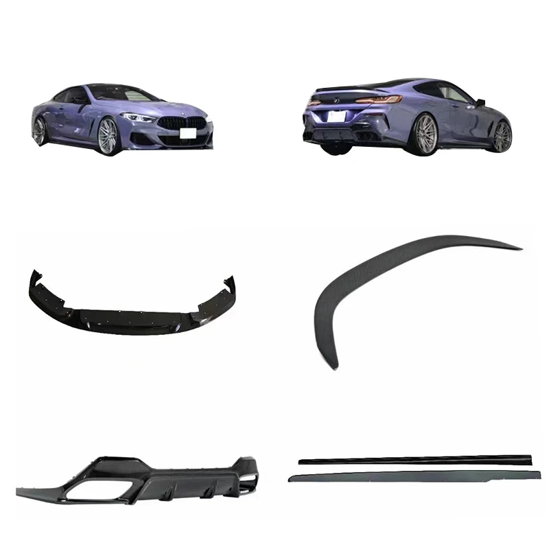 

3D Style Dry Carbon Fiber Front Lip Side Skirt Rear Diffuser Spoiler for M850i G14 G15 G16 M-sport 2 Doors