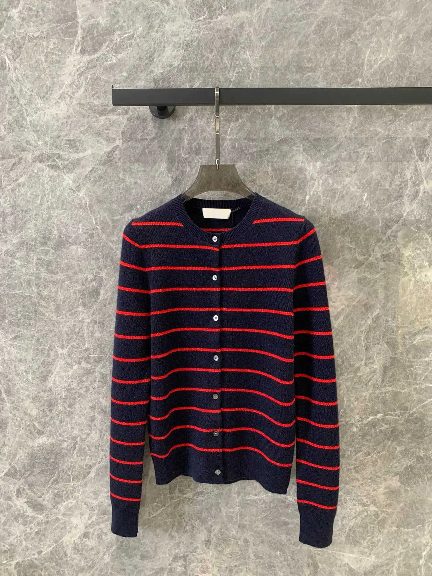 

24 Early Autumn New Striped Knitted Cardigan Classic Color blocked Striped Knitted Sweater