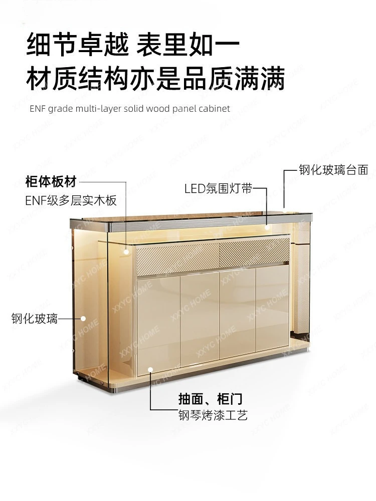 ML  light luxury dining side cabinet living room solid wood high-end entrance cabinet new paint wall locker
