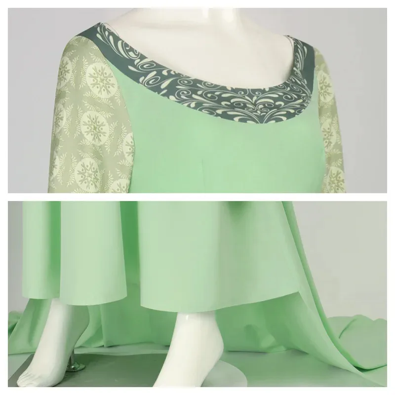 Arwen Cosplay Costume Green Long Dress for Halloween Party