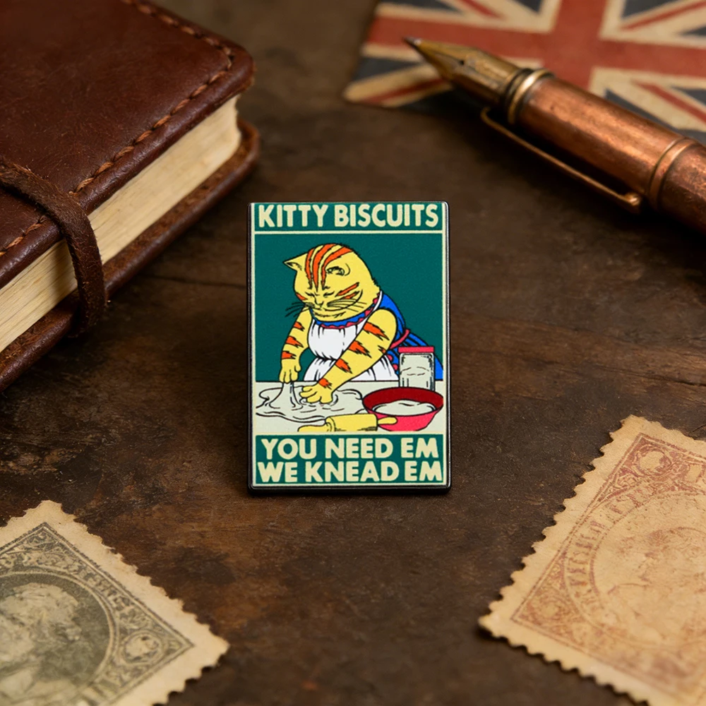 Niedliche Katzenkeks-Emaille-Brosche, Lustige Katzenkoch-Anstecknadel, „You Need Em We Knead Em“ Tier-Abzeichen, Geschenk für Backbegeisterte, Accessoires – Detail 8