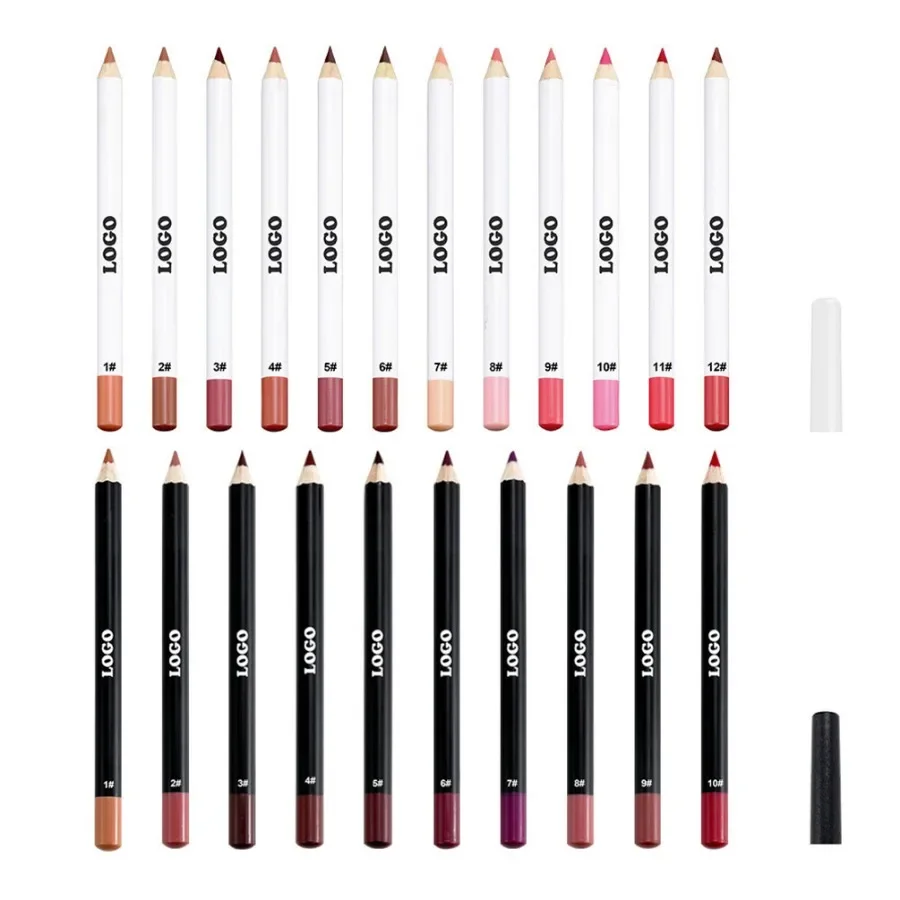 Private Label 10colors White/black Package Lipliner Non-fading Matte Waterproof Non Sticky Long Lasting Easy To Apply Lip Liner