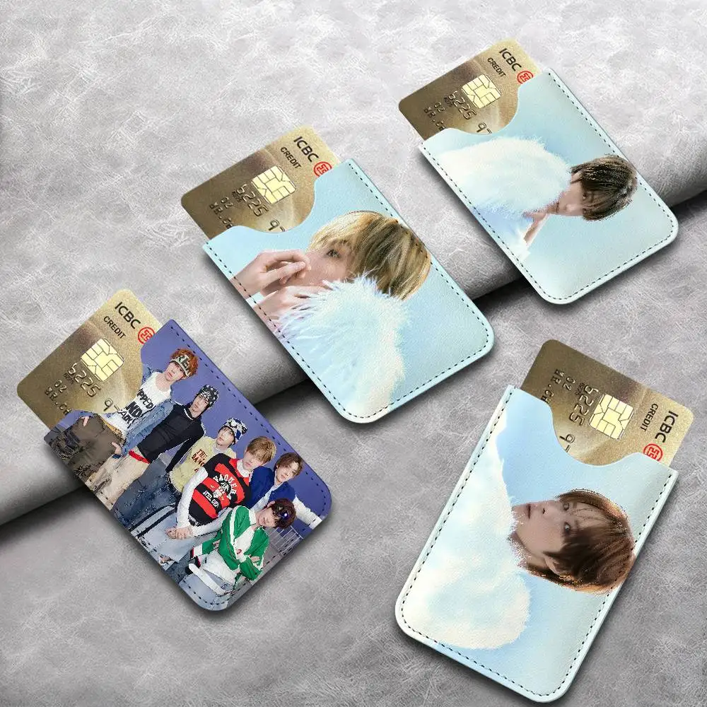 Kpop Group T-TWS Sparkling Creative Printed with Leather Protective Case Business Portable Letter Pattern Leather Credit Bags