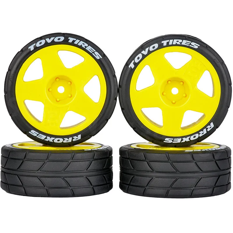 4PCS Racing Road Gummireifen Räder 65mmX26,5mm Adapter 12mm für 1/10 RC Modellauto Flat Racing WRC HPI HSP Tamiya Kyosho