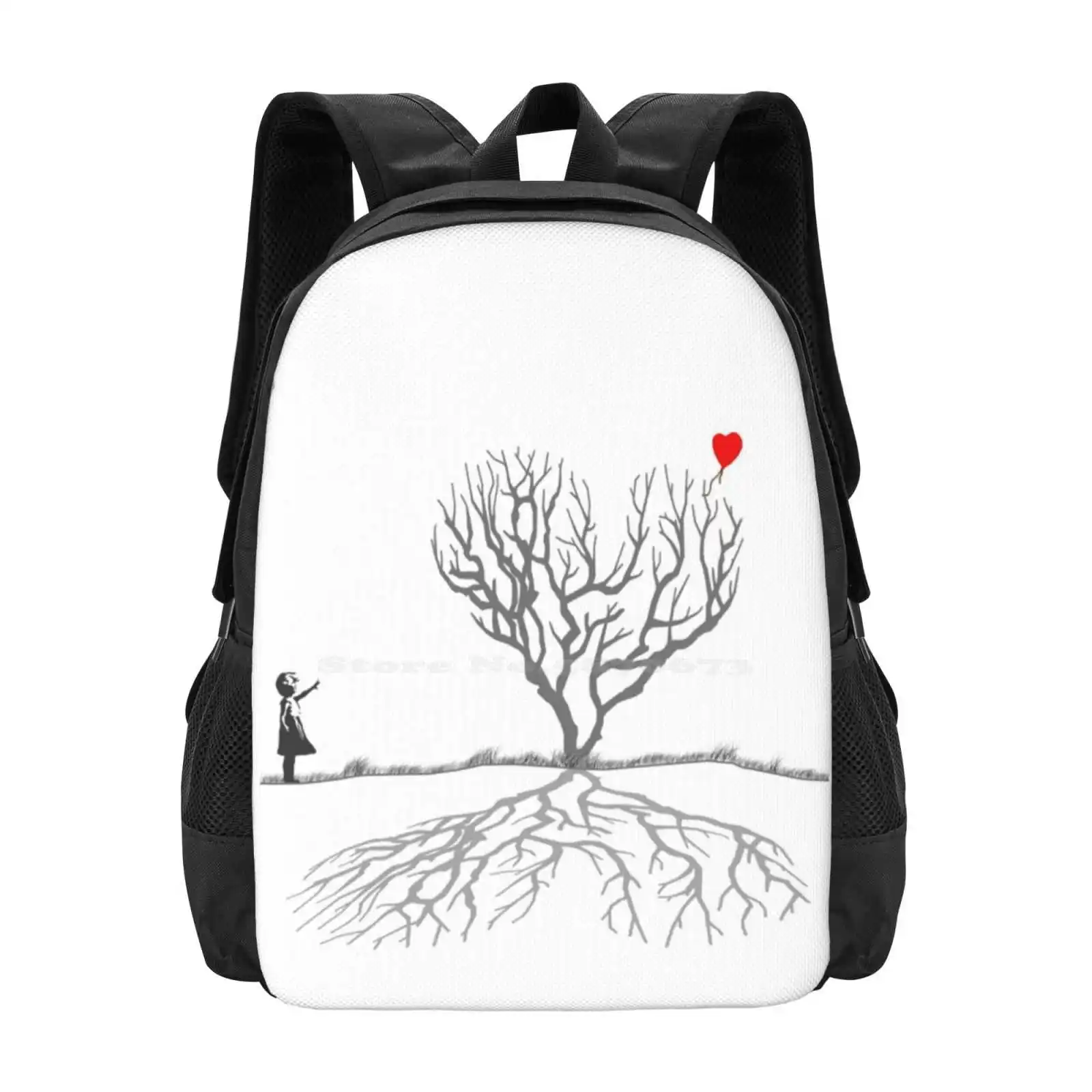 Banksy Heart Tree Backpack For Student School Laptop Travel Bag Steve Popular Uni Cheap Pinhead Reference New 2011 Banksey