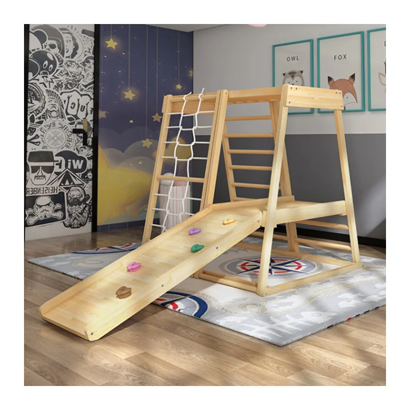 Baby Indoor Playground Slides Equipment Montessori Furniture Wooden Net Climbing Frame Kids Activity Gym Swing Spielplatz Toys