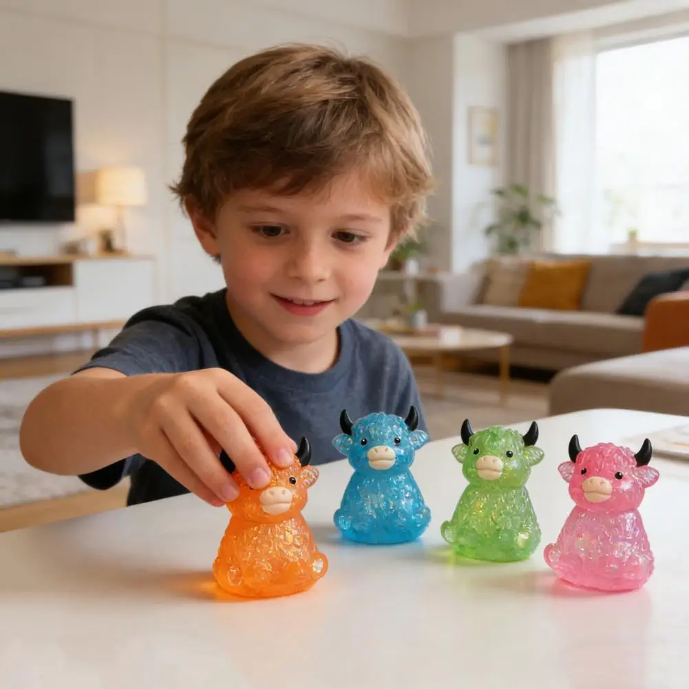 

Портативный антистресс-игрушка: милая корова-мялка, блестящая корова Хайленд, мягкая медленно восстанавливающая форму игрушка-антистресс, подарок для взрослых