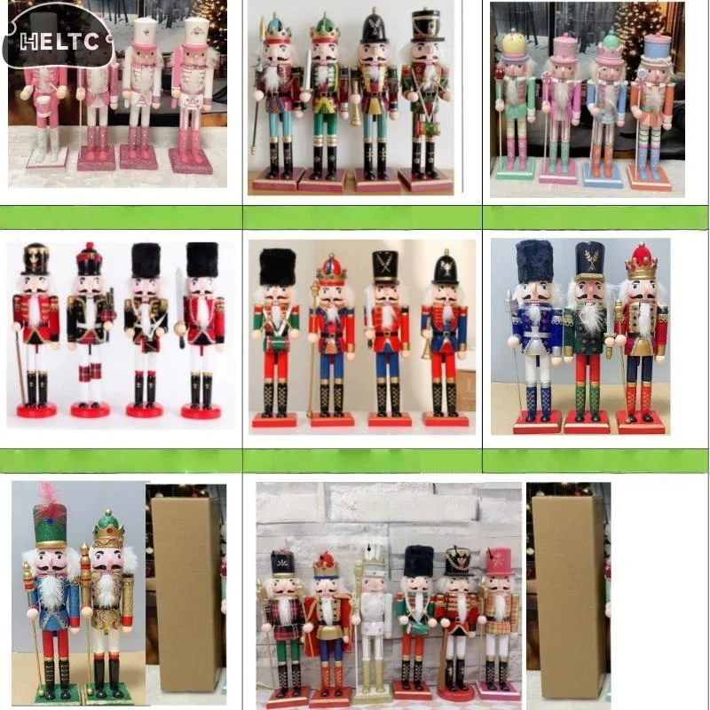 1Pcs 30CM Cartoon Walnut Soldier Home Decoration Christmas Ornament Wooden Handcrafted Nutcracker Figurine Puppet Desktop Decor