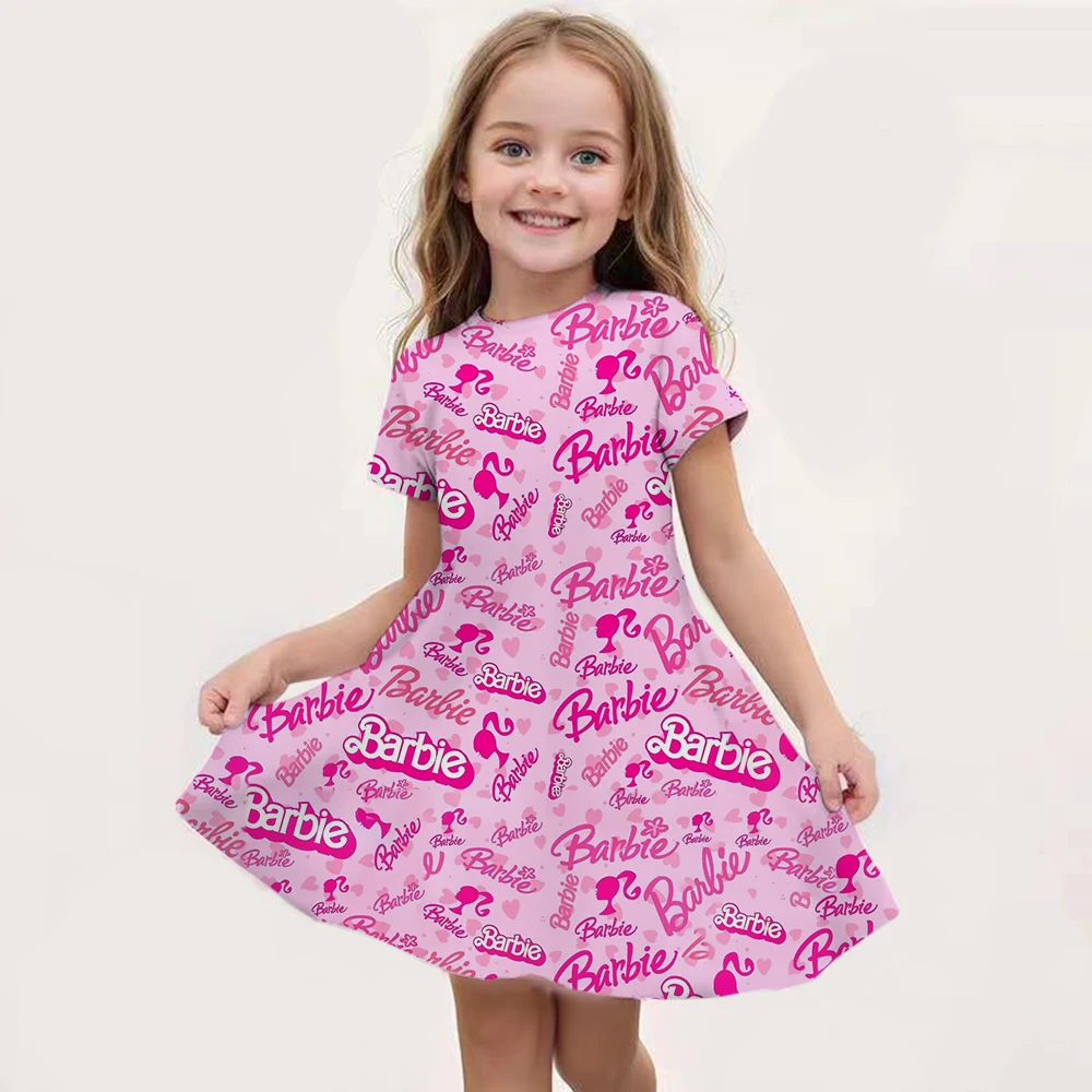 Vestido de princesa Barbie con estampado 3D para niña, bonito vestido de fiesta para niña, vestido de rendimiento para niños, moda de verano