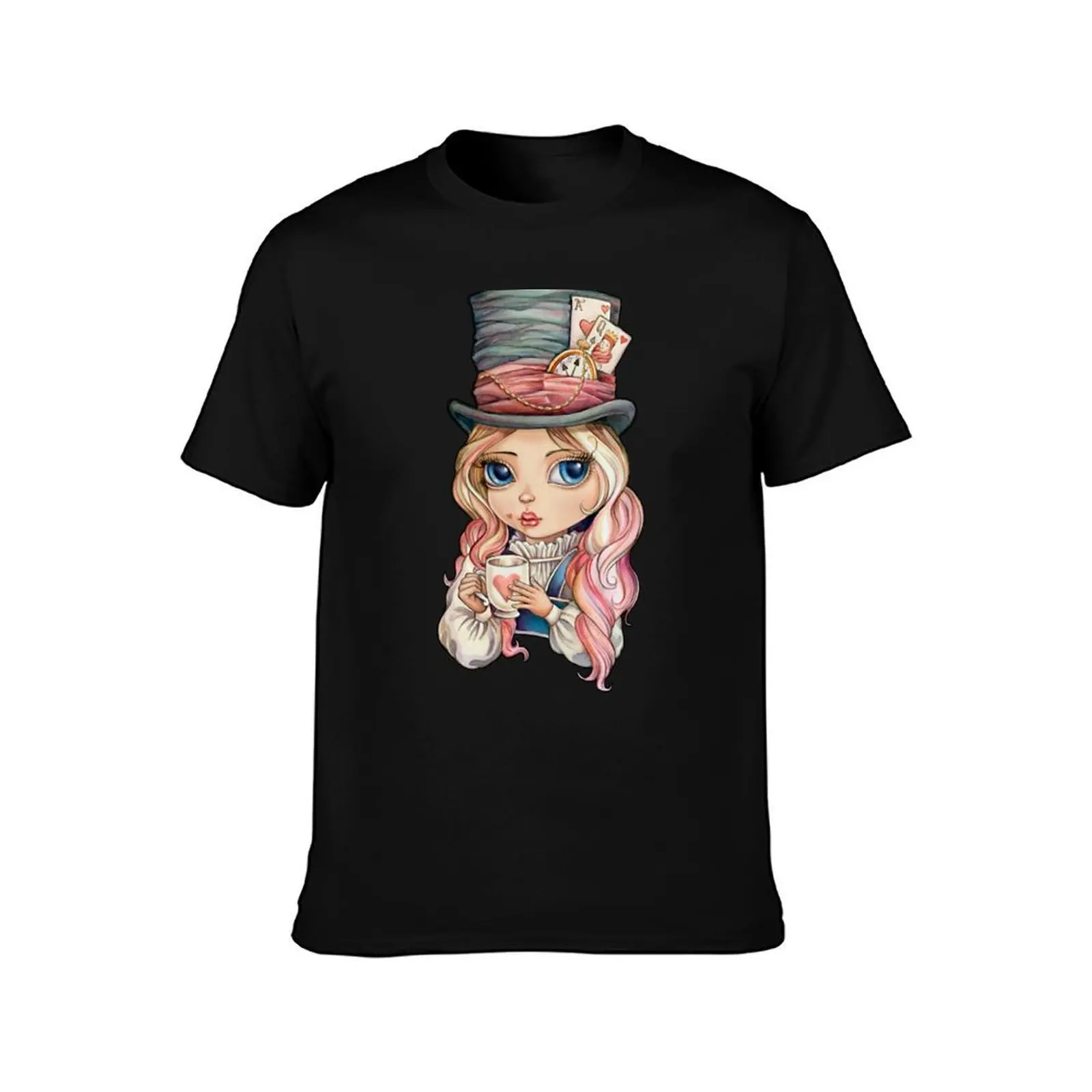 Mad Hatter Alice T-Shirt Art Pattern Printed Casual Top T-Shirt