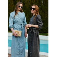 AP SS26 Women Lightweight Denim Dress Cotton Black and Blue Maxi Dress - Image 4