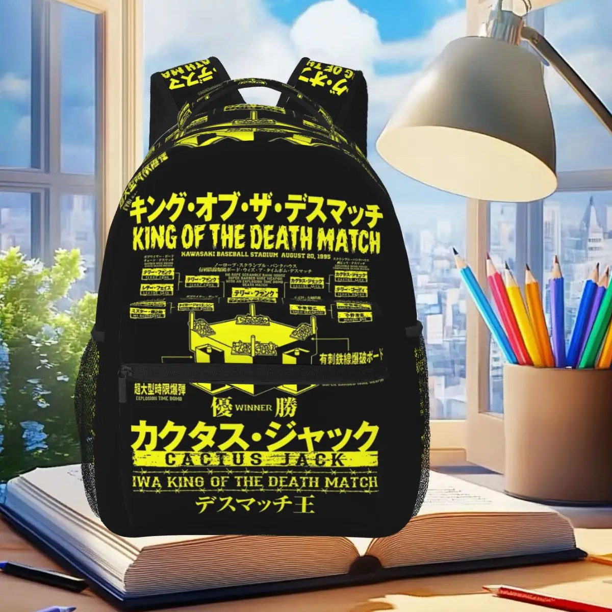 Mochila Cactus Jack IWA Japan Deathmatch para estudiantes, niños y niñas, mochila escolar para niños, bolsos de hombro para ordenador, para hombres y mujeres