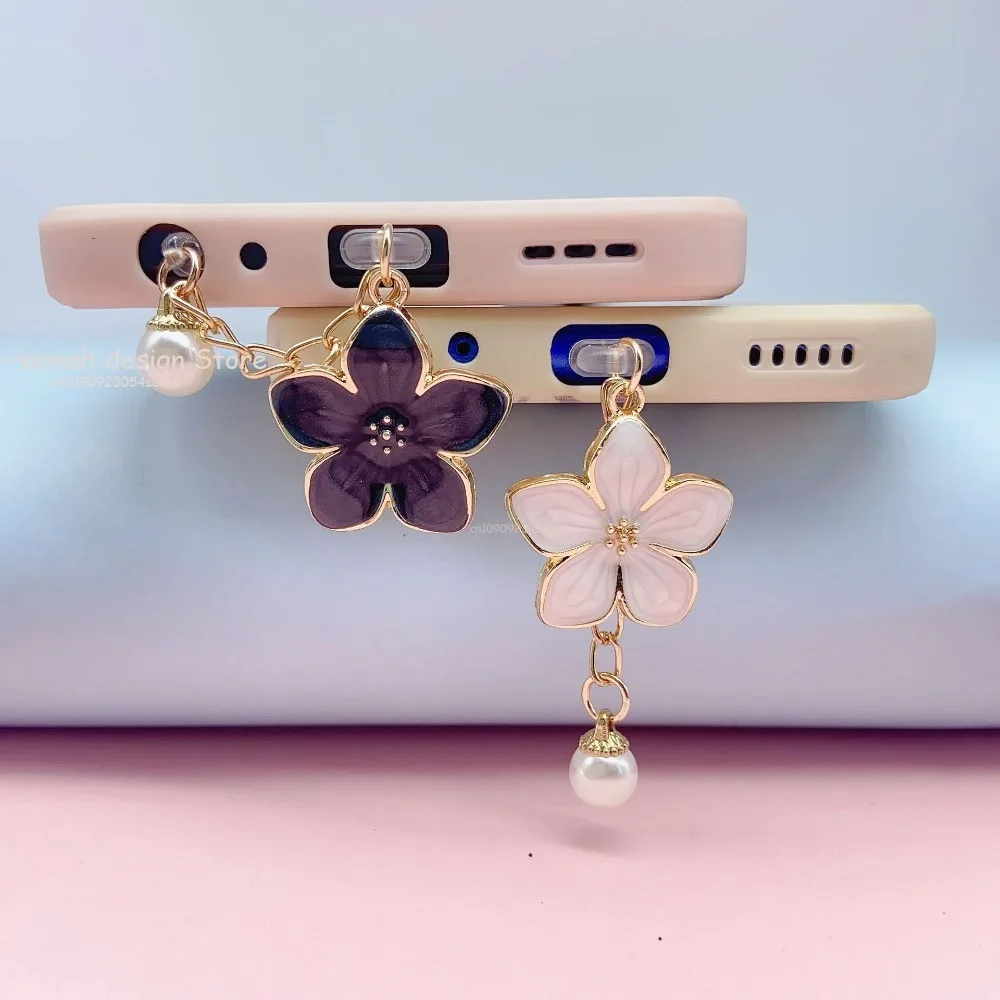 

Cute Dust Plug Charm Cherry Blossoms Charge Port Plug For iPhone Type C Dust Protection Stopper Phone 3.5MM Jack Anti Dust Cap