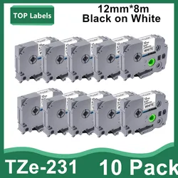 5~10PK 12mm TZe-231 Use PS100E Portable Wireless Label Printer TZeFX231 Industrial Label Maker for Brother P-touch TZe231 Tapes