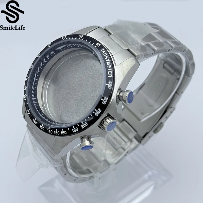 SmileLife 39 مللي متر ساعة حافظة الفولاذ المقاوم للصدأ المحار حزام الزجاج المعدني تعديل لحركة VK63 29.8 مللي متر الطلب